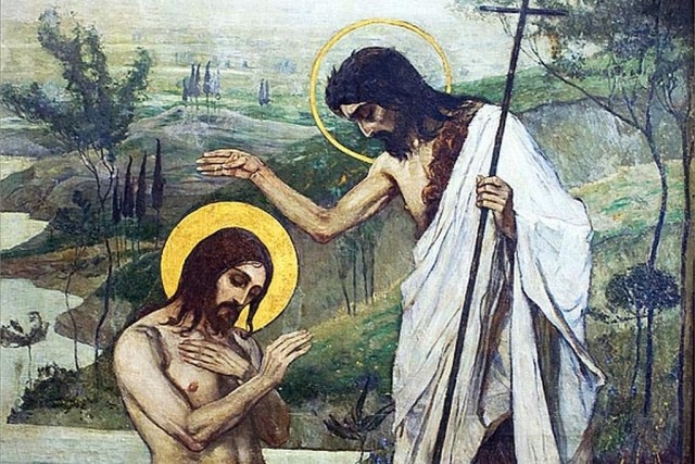 Михаил Нестеров. Крещение Господне (Богоявление). 1890–1894. Роспись в крестильне Владимирского собора в Киеве (фрагмент)